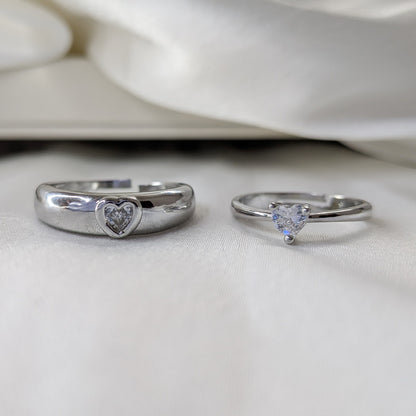 Embellishment Love-Inspired Crystal Shine Couple Ring Set