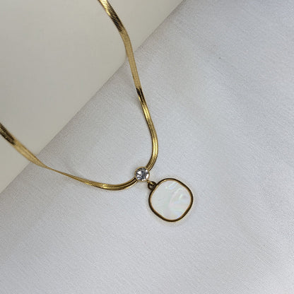 Gold Plated Mother of Pearl & Crystal Accent Pendant for Women