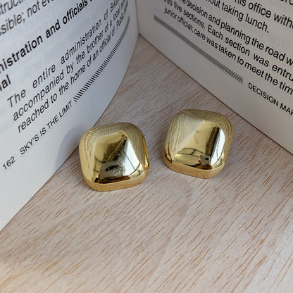 Elegant Gold Plated Cushion Stud Earrings For Girls & Women (Anti-Tarnish)