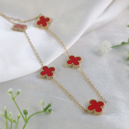 18K Gold Plated Eternal Five Clover Pendant Necklace ( Anti-Tarnish )