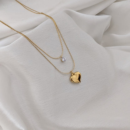 Heart & Crystal Stone Dual Layered Pendant For Girls & Women's