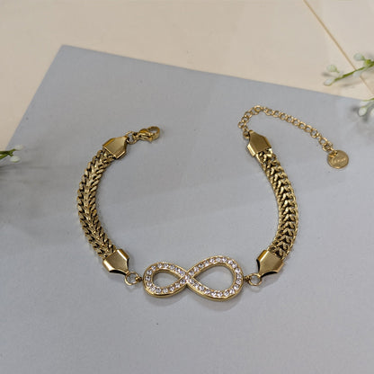 Gold PLated Elegant Diamond Cube Infinity Bracelet For Girls & Women (Anti-Tarnish)