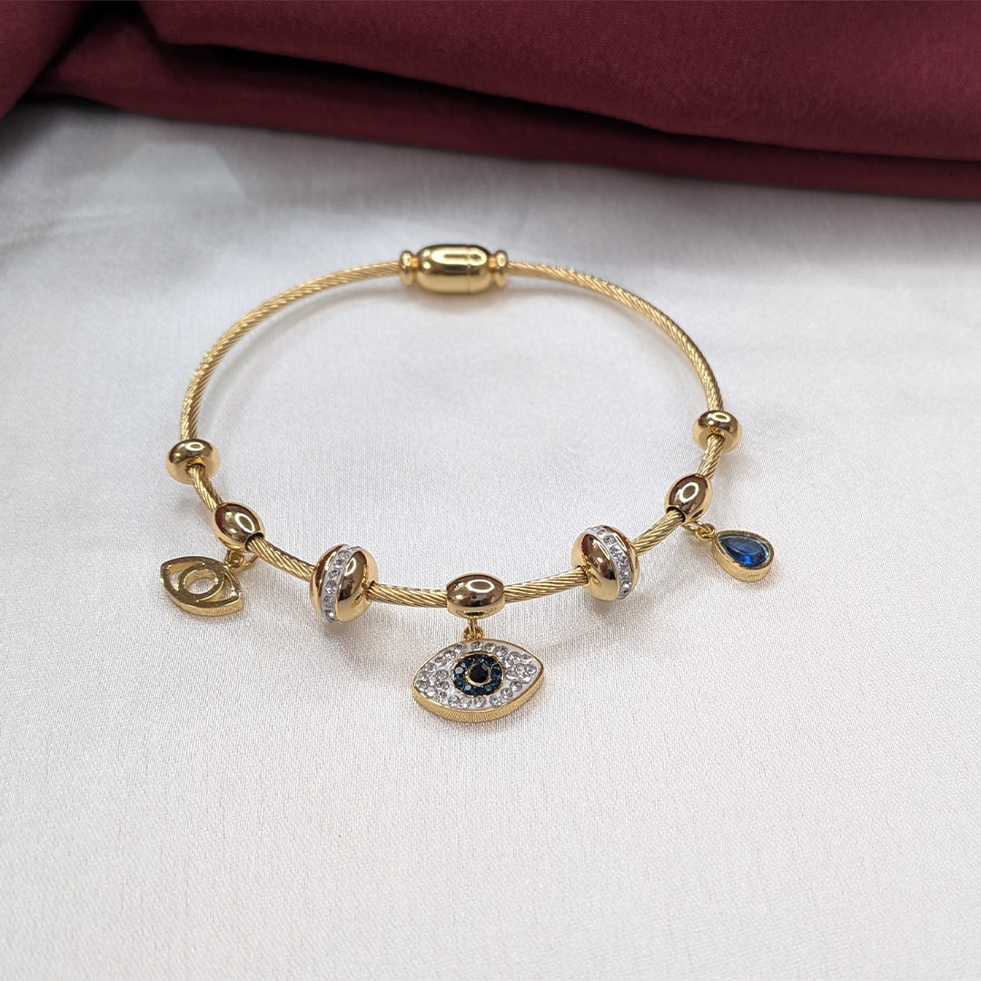 Evil Eye Charm Bracelet with AD Stone Accents for Girls & Women
