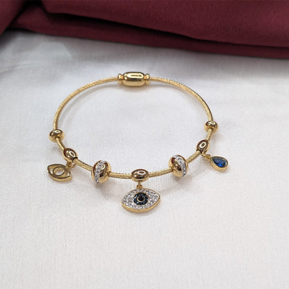 Evil Eye Charm Bracelet with AD Stone Accents for Girls & Women