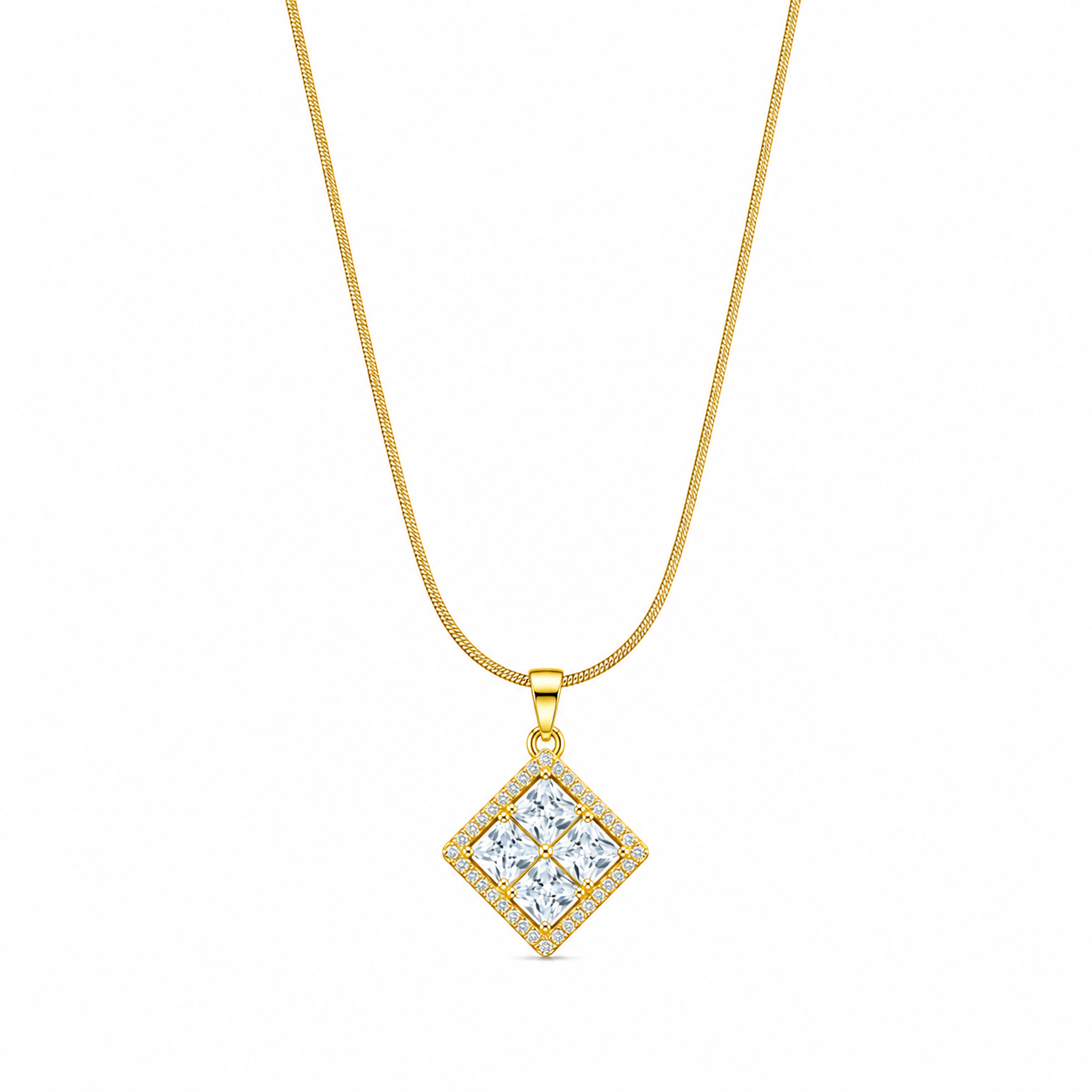 Radiant Four Central Princess-Cut Crystals Pendant for Girls & Women's