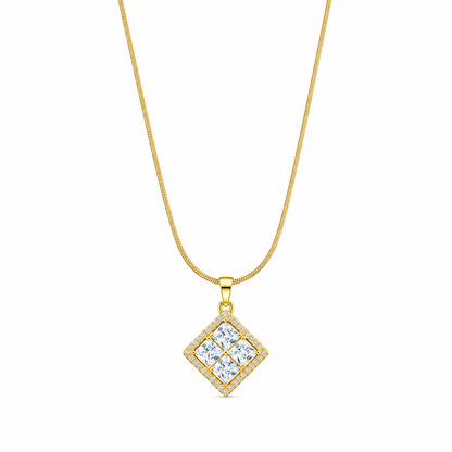 Radiant Four Central Princess-Cut Crystals Pendant for Girls & Women's