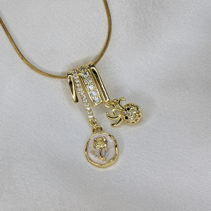 Gold Plated Crystal Barrel & Charm Pendant For Girls & Women