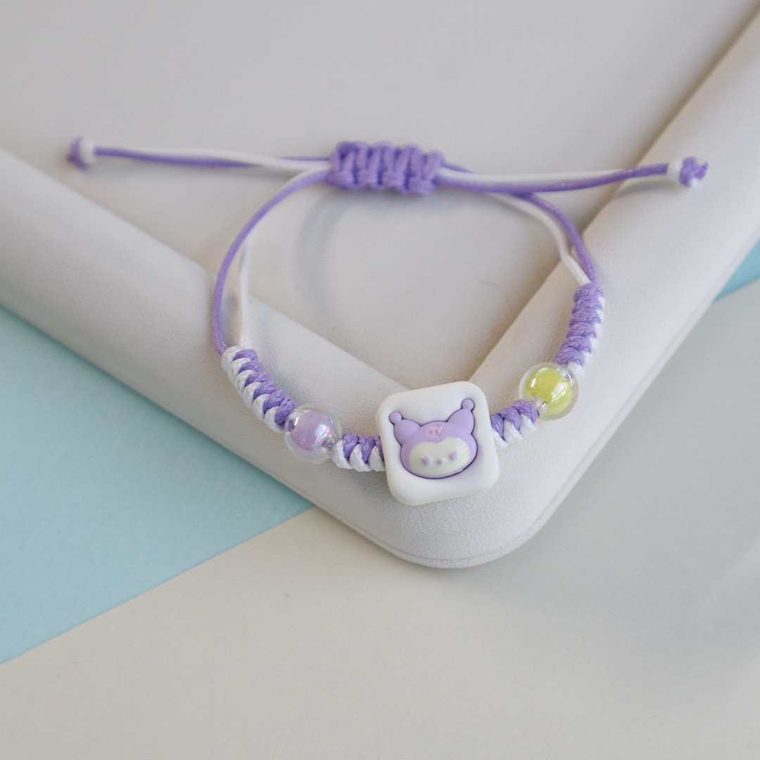 Cute Anime Beaded Braided Rubber Bracelet with Adjustable Strap