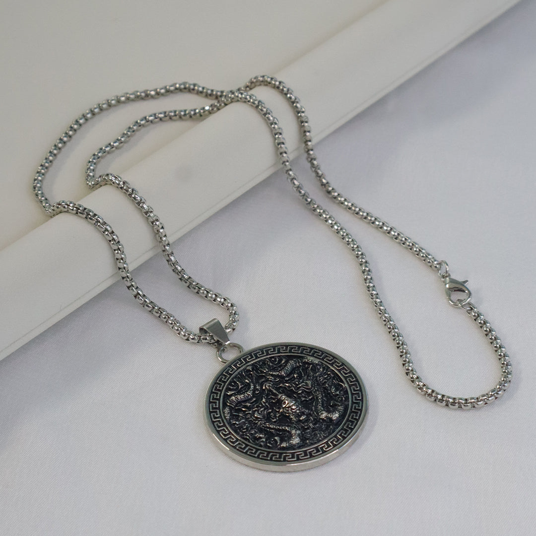 Mythic Dragon Round Pendant for Men