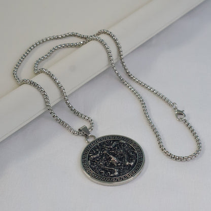 Mythic Dragon Round Pendant for Men