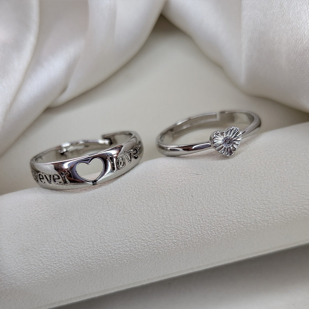 Forever Love American Diamond Couple Ring Set