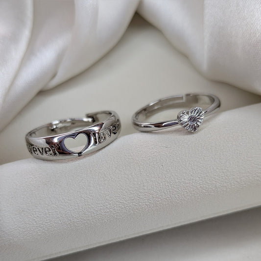 Forever Love American Diamond Couple Ring Set