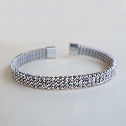 Mesh Braided Silver Finish Men's Bracelet