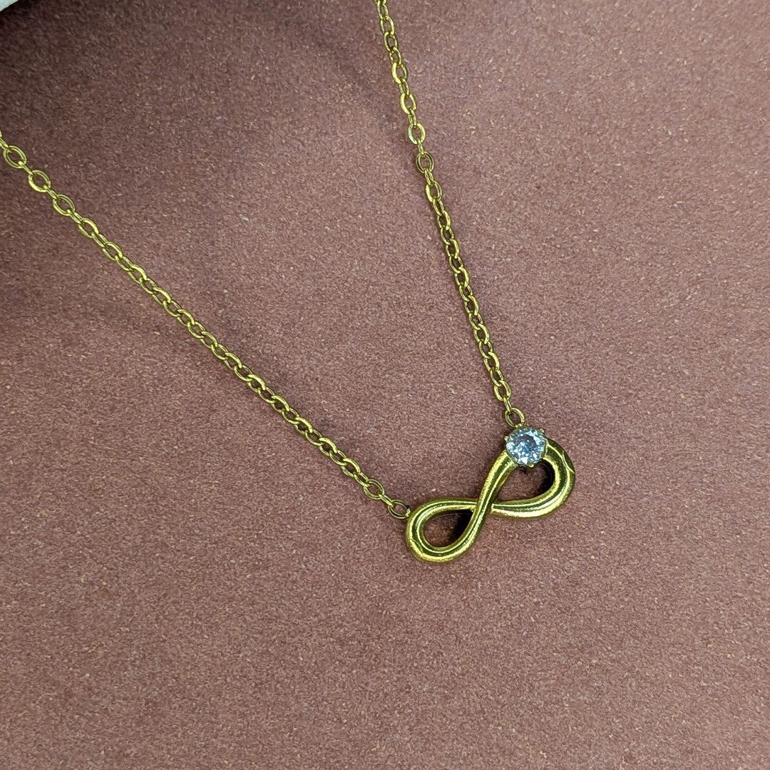 Gold Plated Infinity Pendant with CZ Stone For Girls & Women
