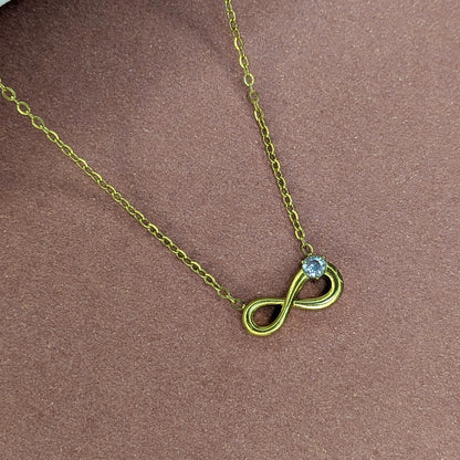 Gold Plated Infinity Pendant with CZ Stone For Girls & Women