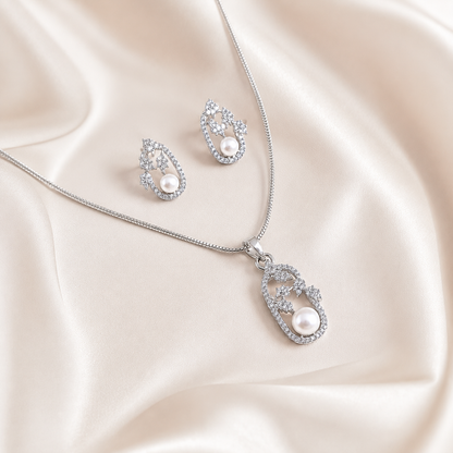 Rhodium Finish Grapes Floral Pendant Set for Girls & Women's