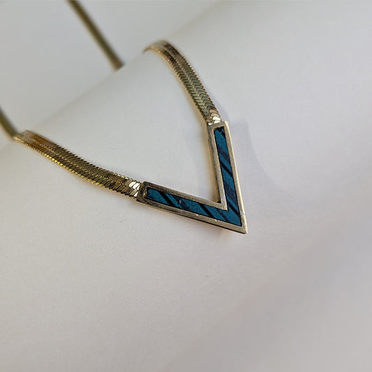 Gold Plated V-Cut Enamel Accent Pendant For Girls & Women