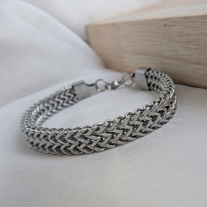 Classic Stainless Steel Woven Chain Bracelet For Men