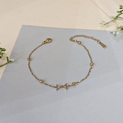 Gold Plated Cute & Trendy Bow Tie Charm Bracelet For Girls & Women (Anti-Tarnish)