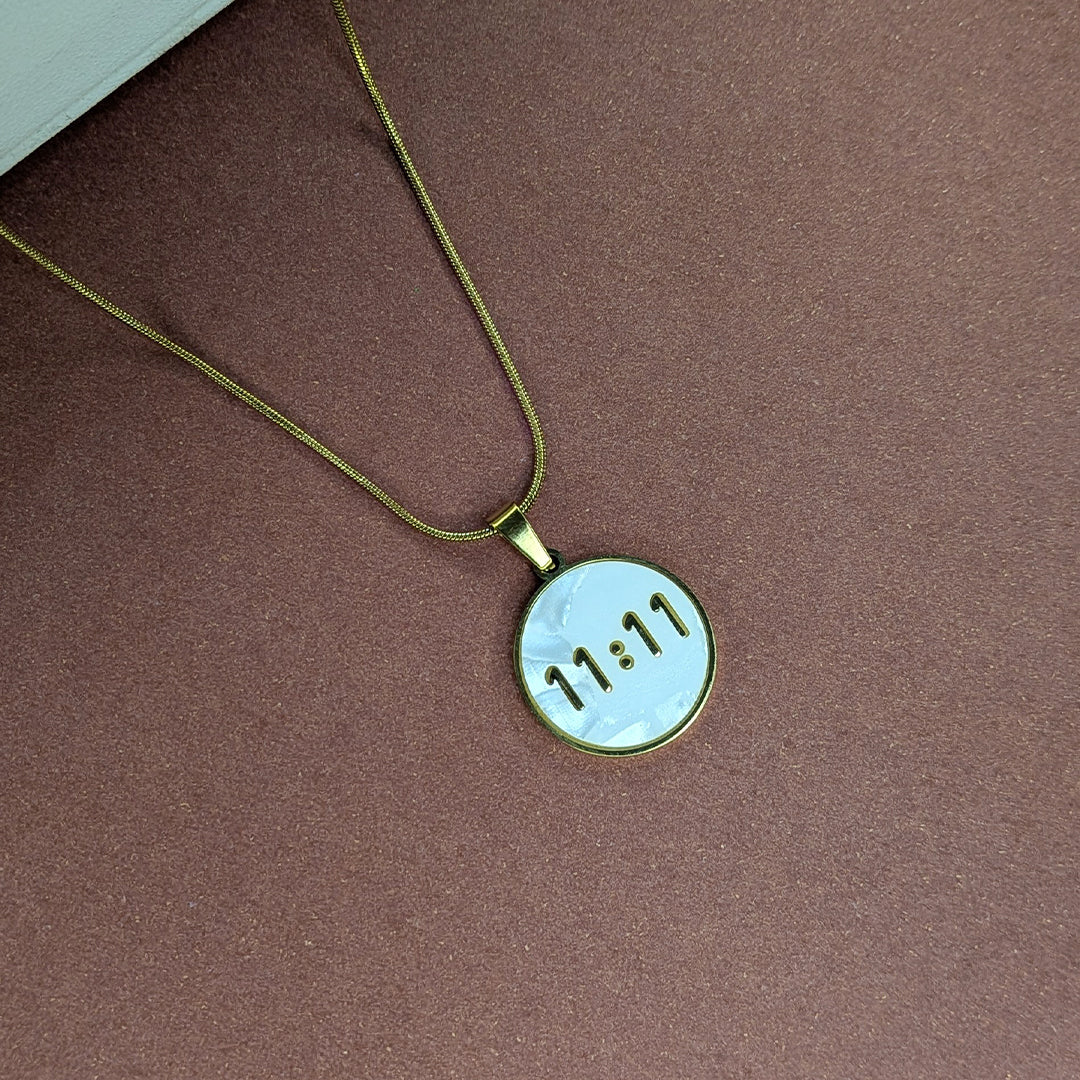 Gold Plated 11:11 Mother of Pearl Pendant For Girls & Women