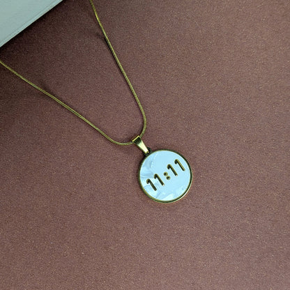 Gold Plated 11:11 Mother of Pearl Pendant For Girls & Women