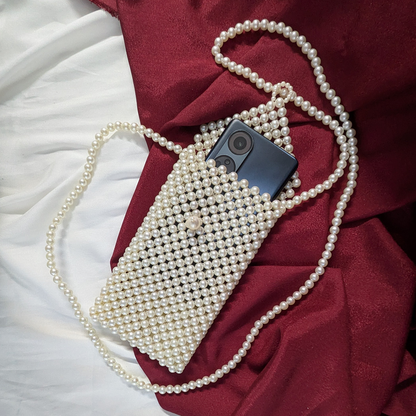 Stylish Pearl Embellished Accessories Bag