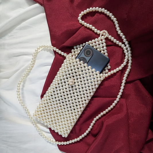 Stylish Pearl Embellished Accessories Bag