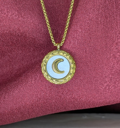 Gold Plated Round Medallion Moon Charm for Women & Girls