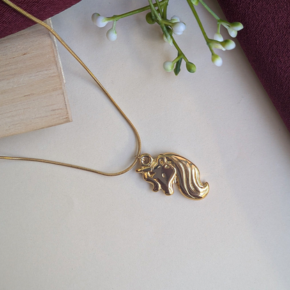Gold Plated Unicorn Pendant Necklace For Girls & Women