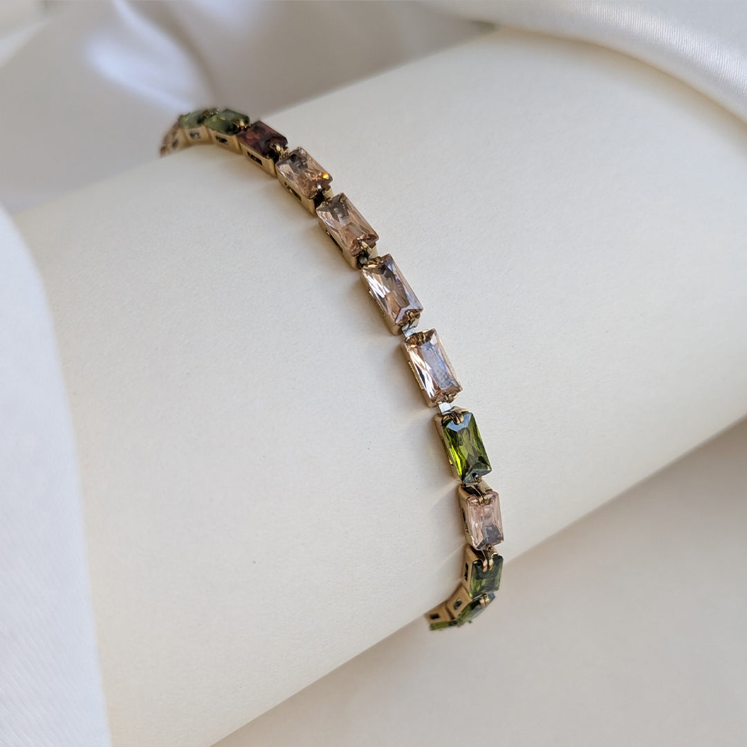 Radiant Multicolor Baguette AD Stone Bracelet For Girls & Women