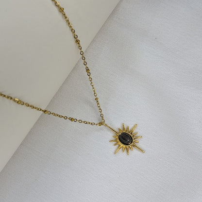 Gold Plated Radiant Sunburst Pendant for Women