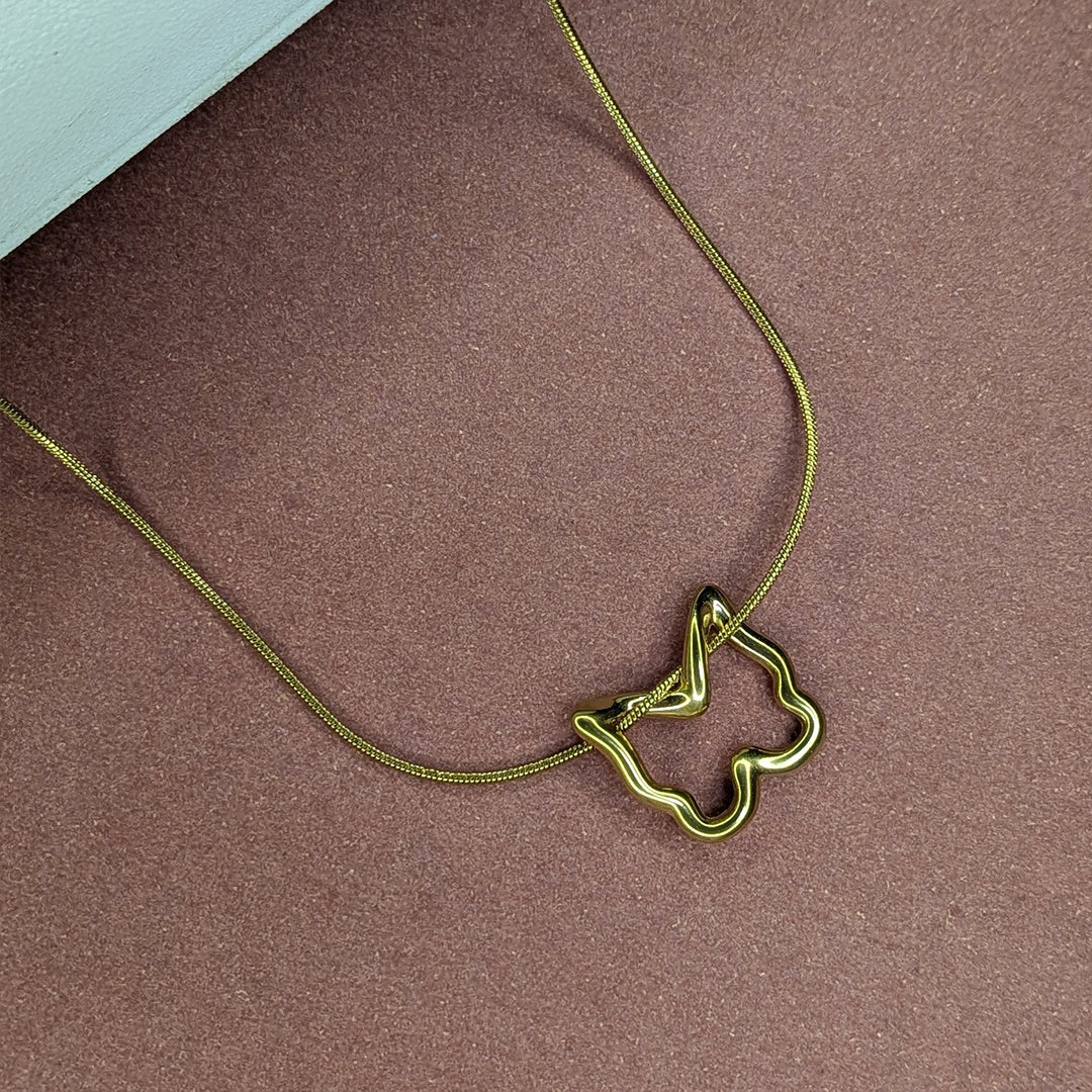 Gold Finish Butterfly Outline Chain Pendant For Girls & Women