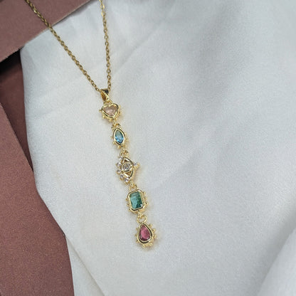 Multicolor Stone Pendant with Crystal Accents For Girls & Women