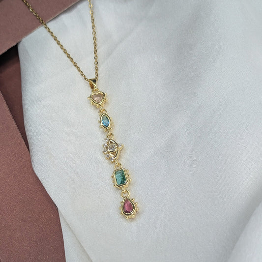 Multicolor Stone Pendant with Crystal Accents For Girls & Women