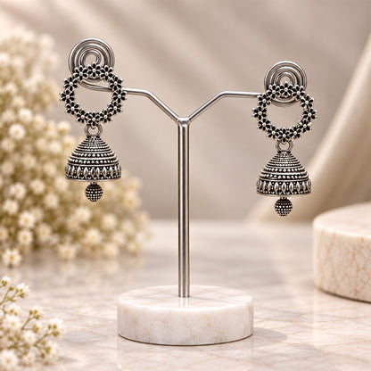 Oxidized Bell Shaped Drop Earrings for Girls & Women's