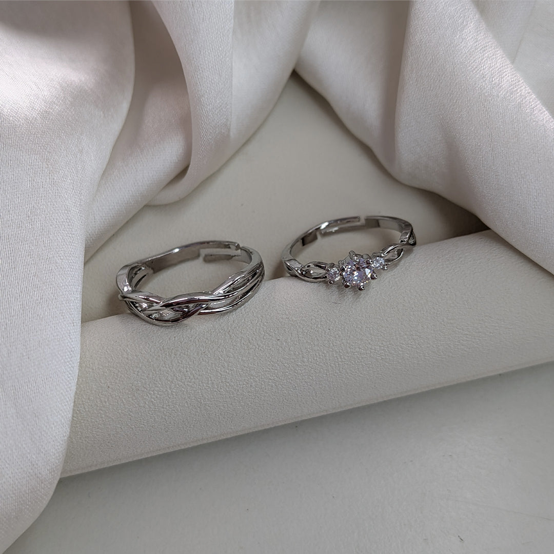 Delicate Crystal Design Couple Ring Set