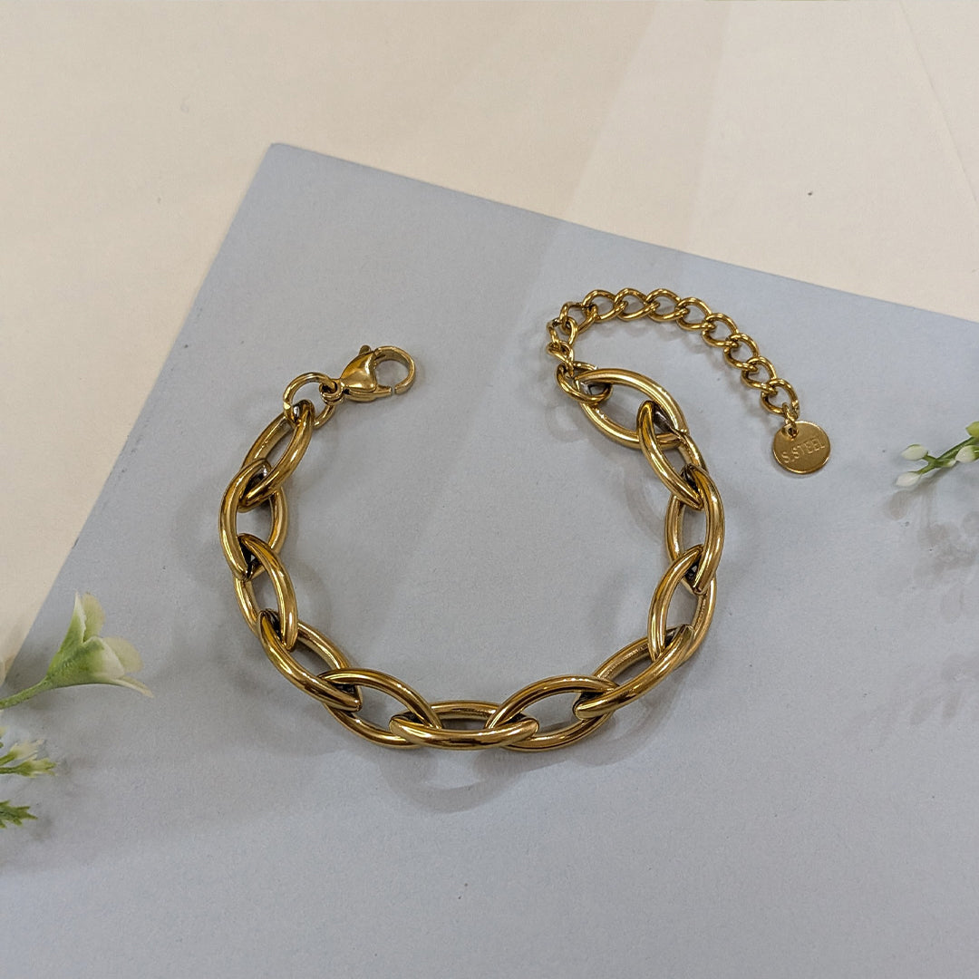 Gold Plated Stylish Coach C Link Bracelet For Girls & Women (Anti-Tarnish)