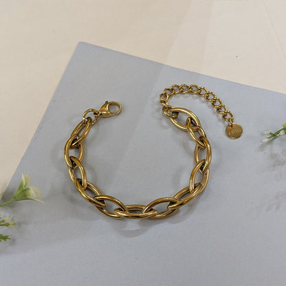 Gold Plated Stylish Coach C Link Bracelet For Girls & Women (Anti-Tarnish)
