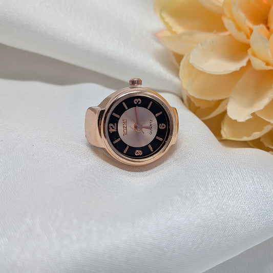 Rose Gold Stretchy Finger Ring Watch for Men & Women