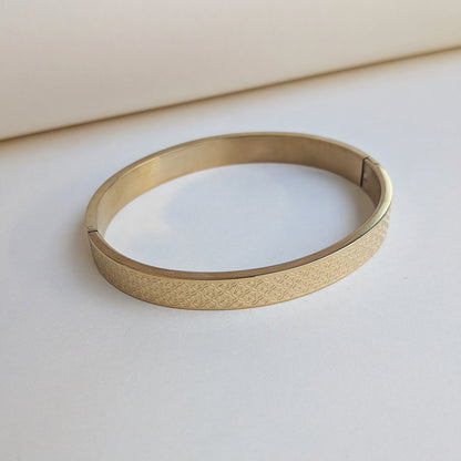 Gold Plated Intricately Floral Engraved Luxury Designer Stainless Steel Bracelet For Men & Women