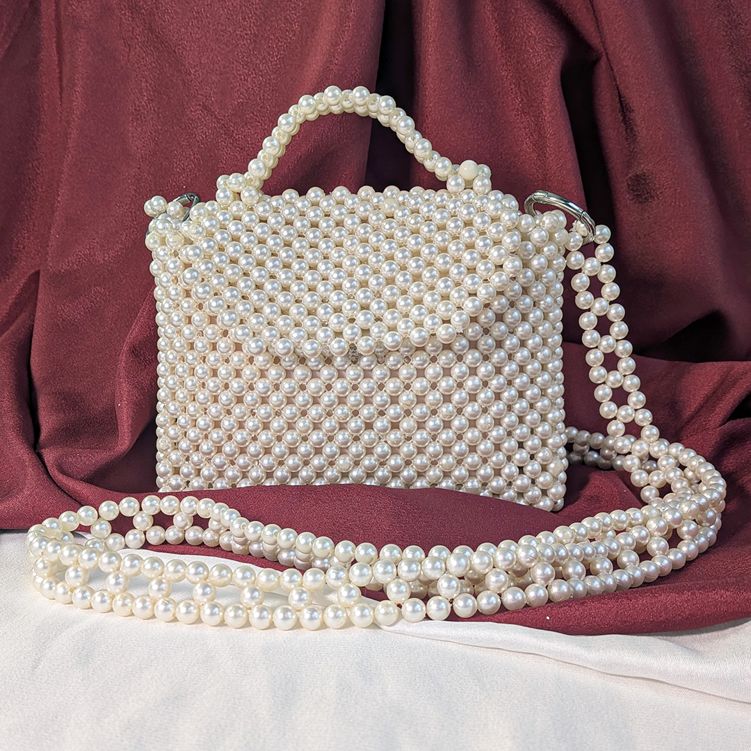 Elegant Pearl-Embellished Women's Handbag