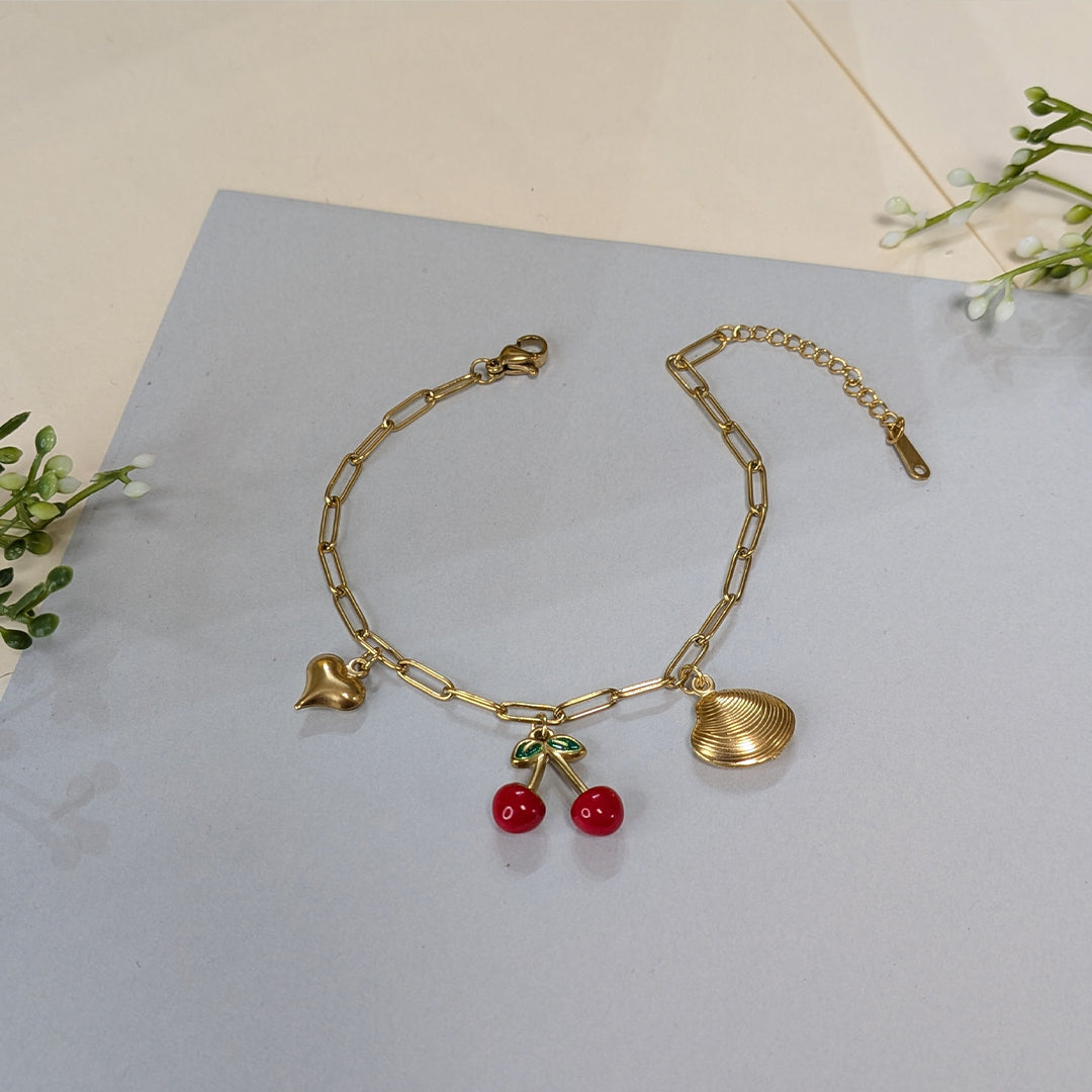 Elegant Exquisite Cherry Charm Bracelet For Girls & Women (Anti-Tarnish)