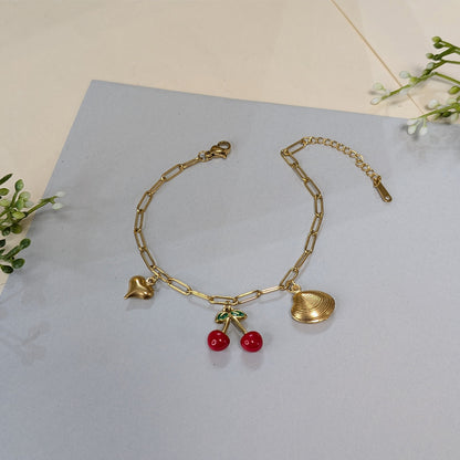 Elegant Exquisite Cherry Charm Bracelet For Girls & Women (Anti-Tarnish)