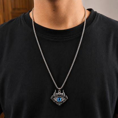 Gothic Flames Blue Evil Eye Pendant for Men's & Boys