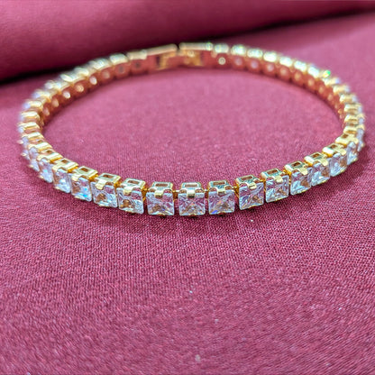 Gold Tone Superior Quality Tennis Bracelet With CZ Stones For Girls & Women