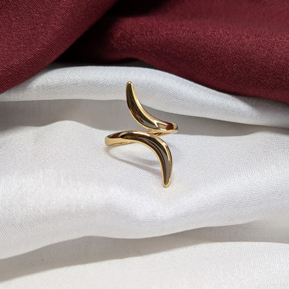 Gold Plated Curved Double Wave Open Ring for Women & Girls (Anti Tarnish)