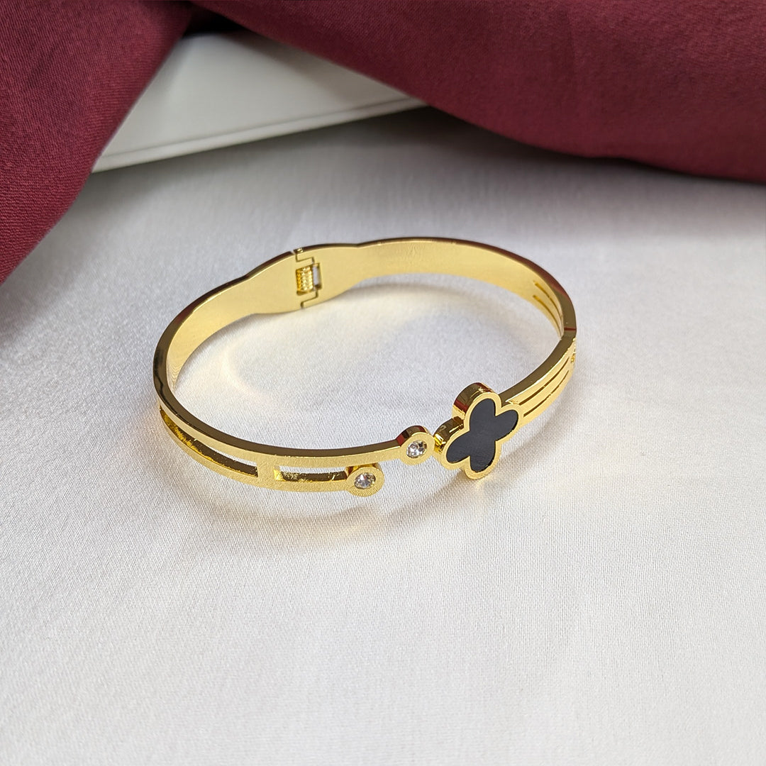 18K Gold Finish Double Layer Floral Bracelet with AD Stone for Girls & Women