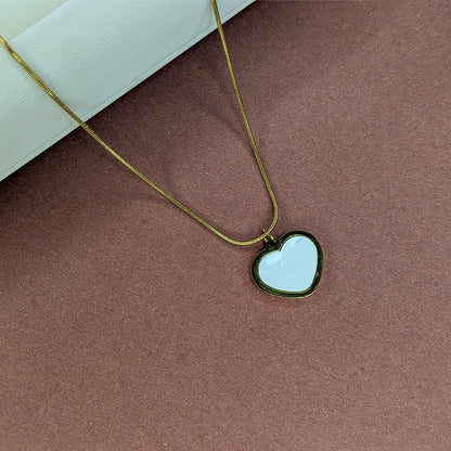 Elegant White Enameled Heart Charm Pendant For Girls & Women