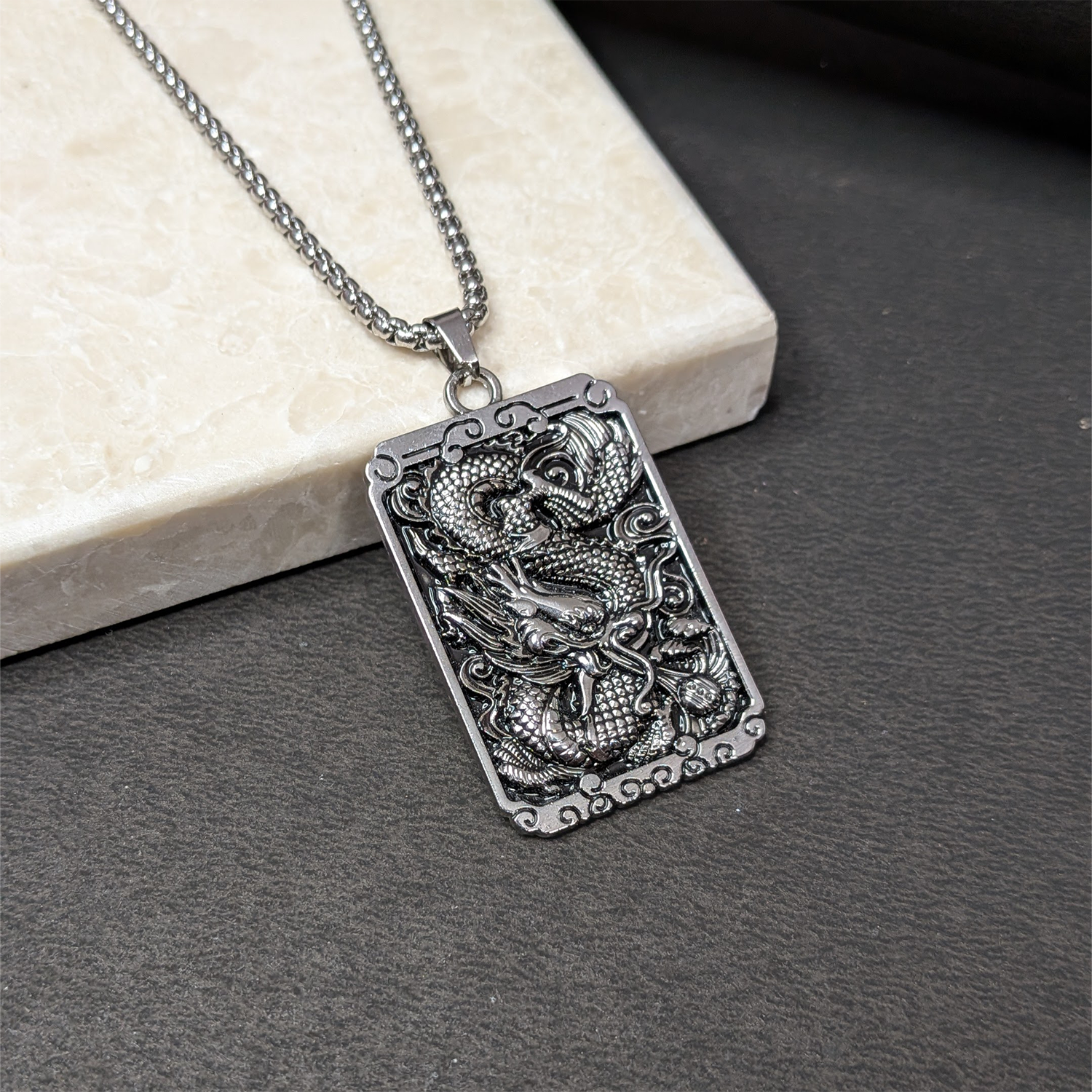Eastern Chinese Flames Dragon Pendant for Men & Boys