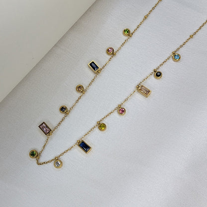 Gold Finish Multi Color Stone Charm Pendant For Girls & Women